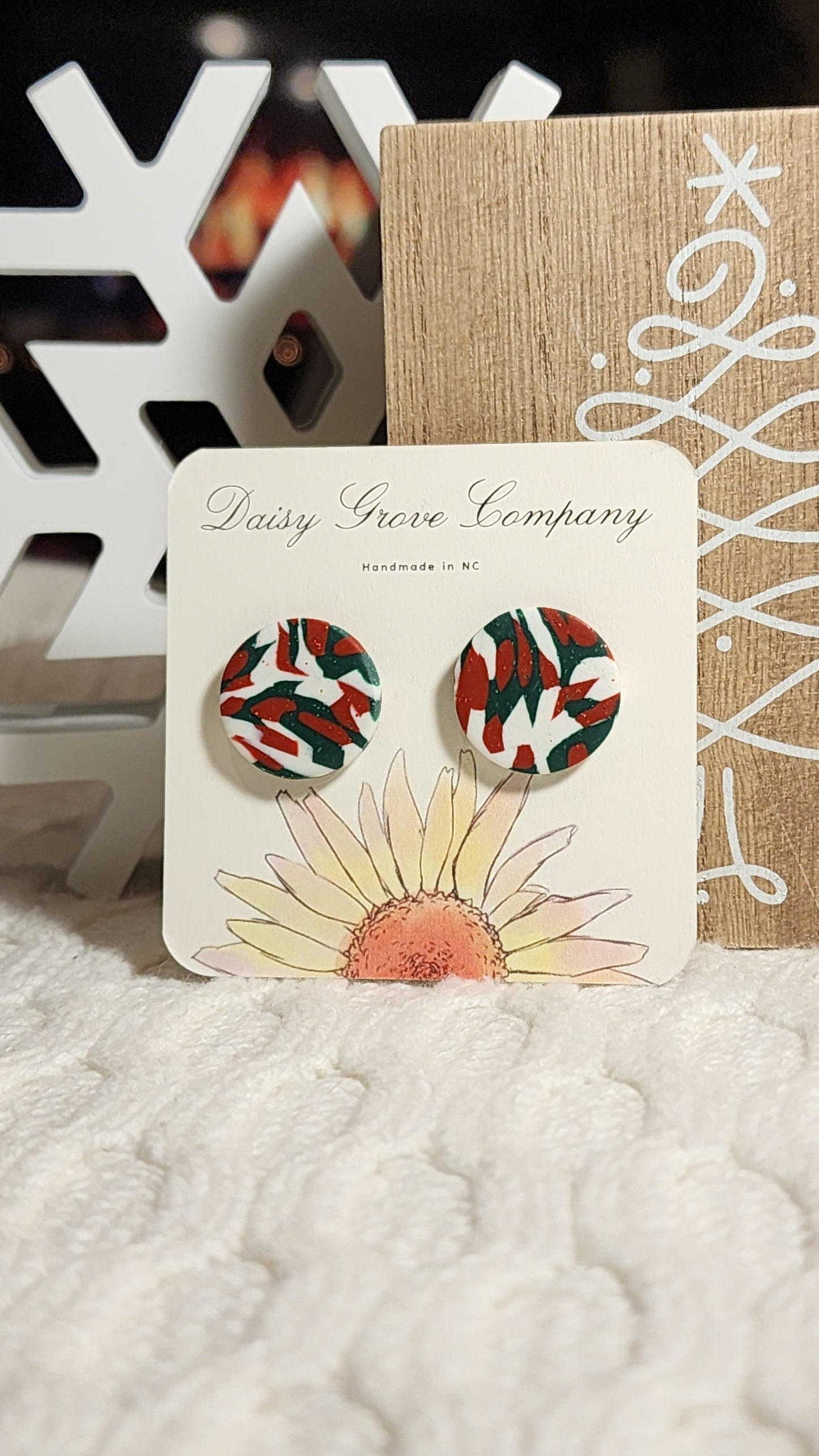 Christmas Camo Circle Studs