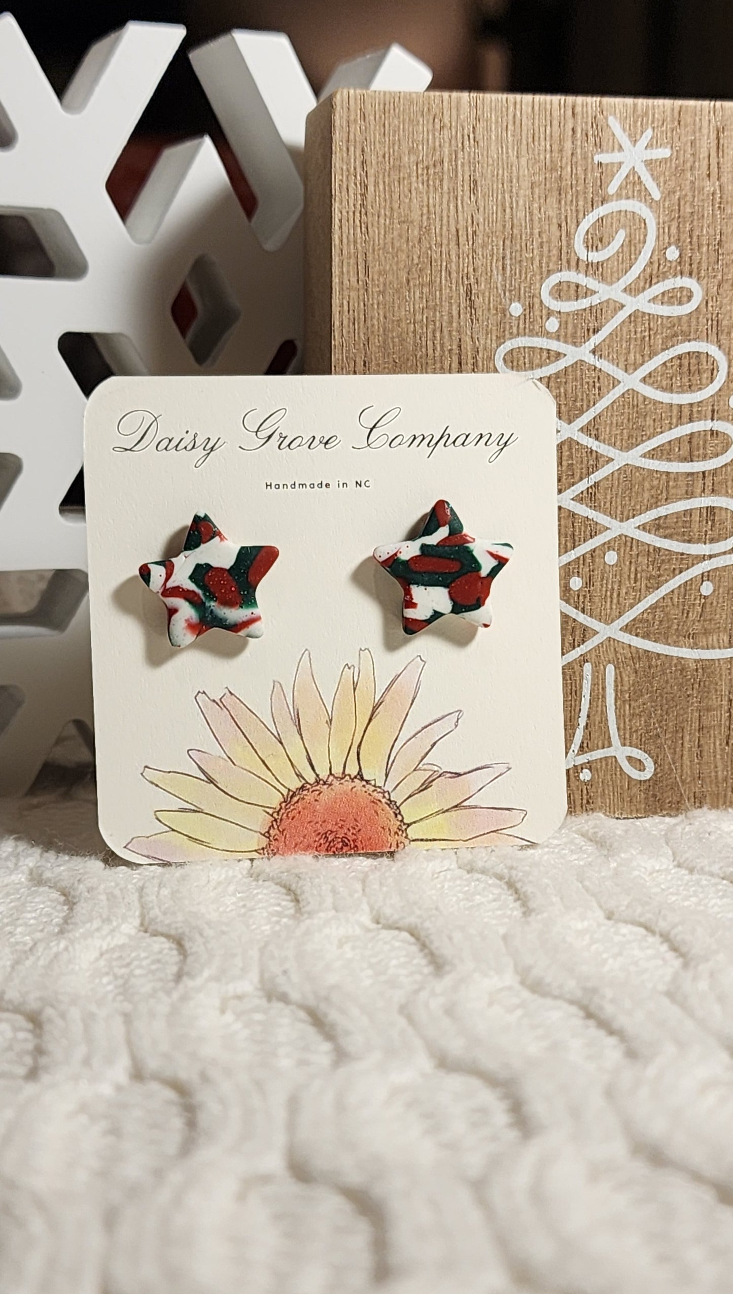 Christmas Camo Star Studs