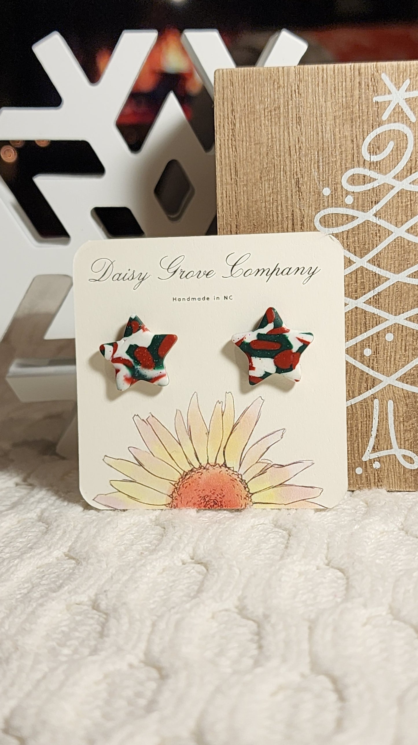 Christmas Camo Star Studs