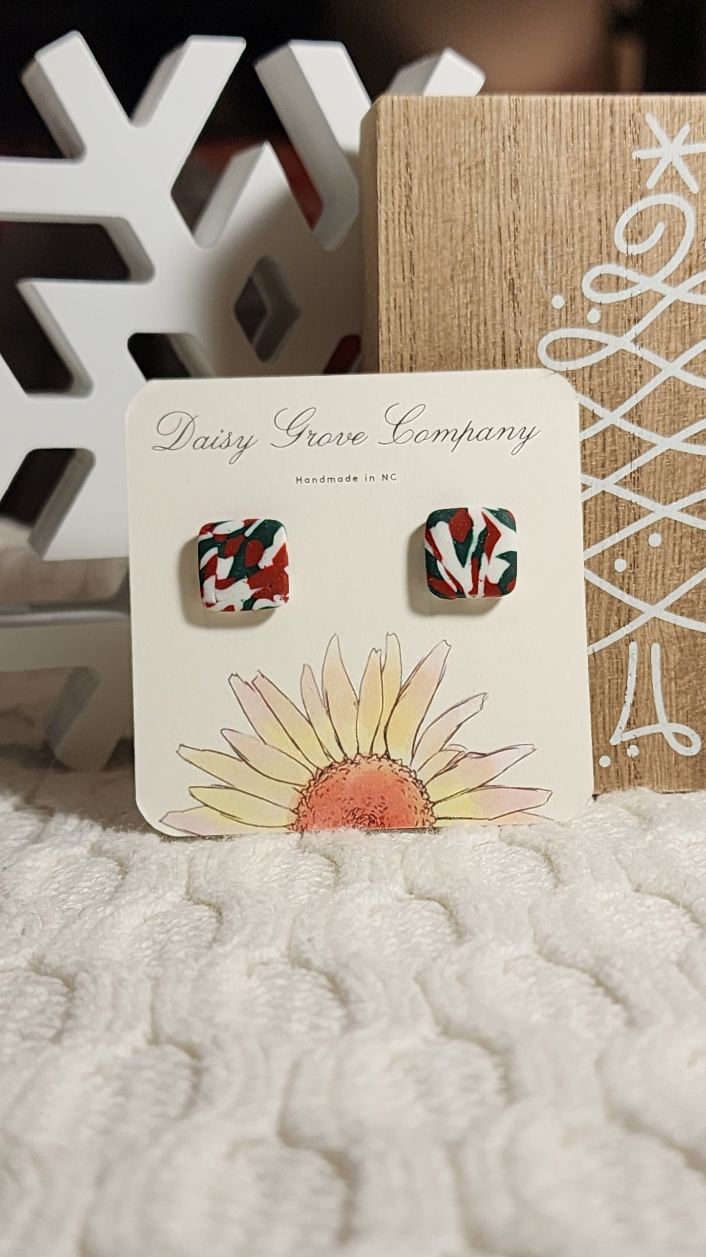 Christmas Camo Square Studs