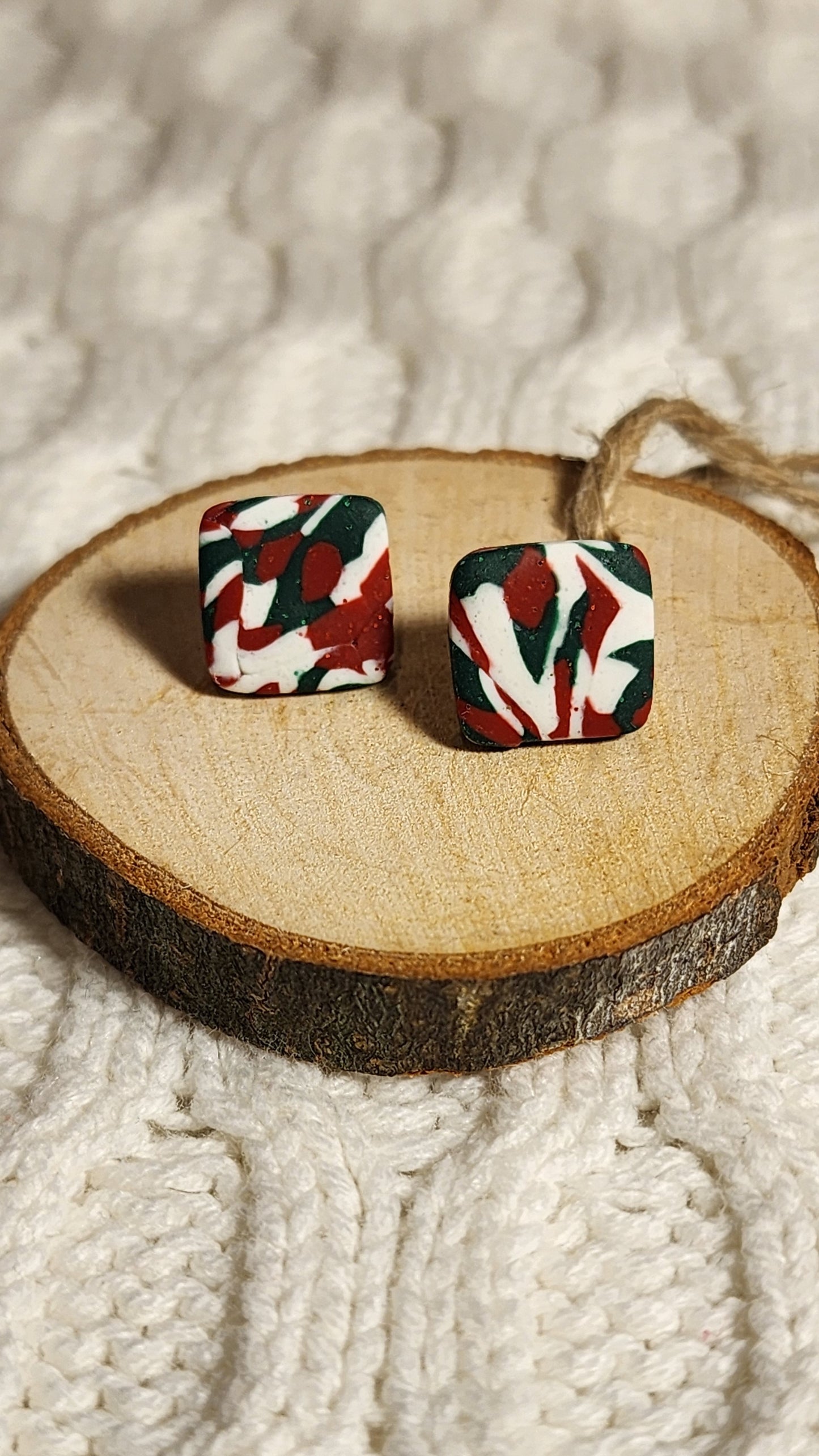 Christmas Camo Square Studs