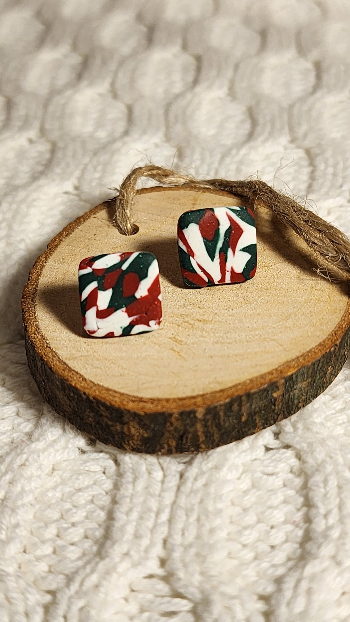 Christmas Camo Square Studs