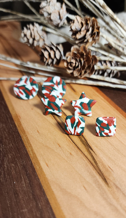 Christmas Camo Star Studs