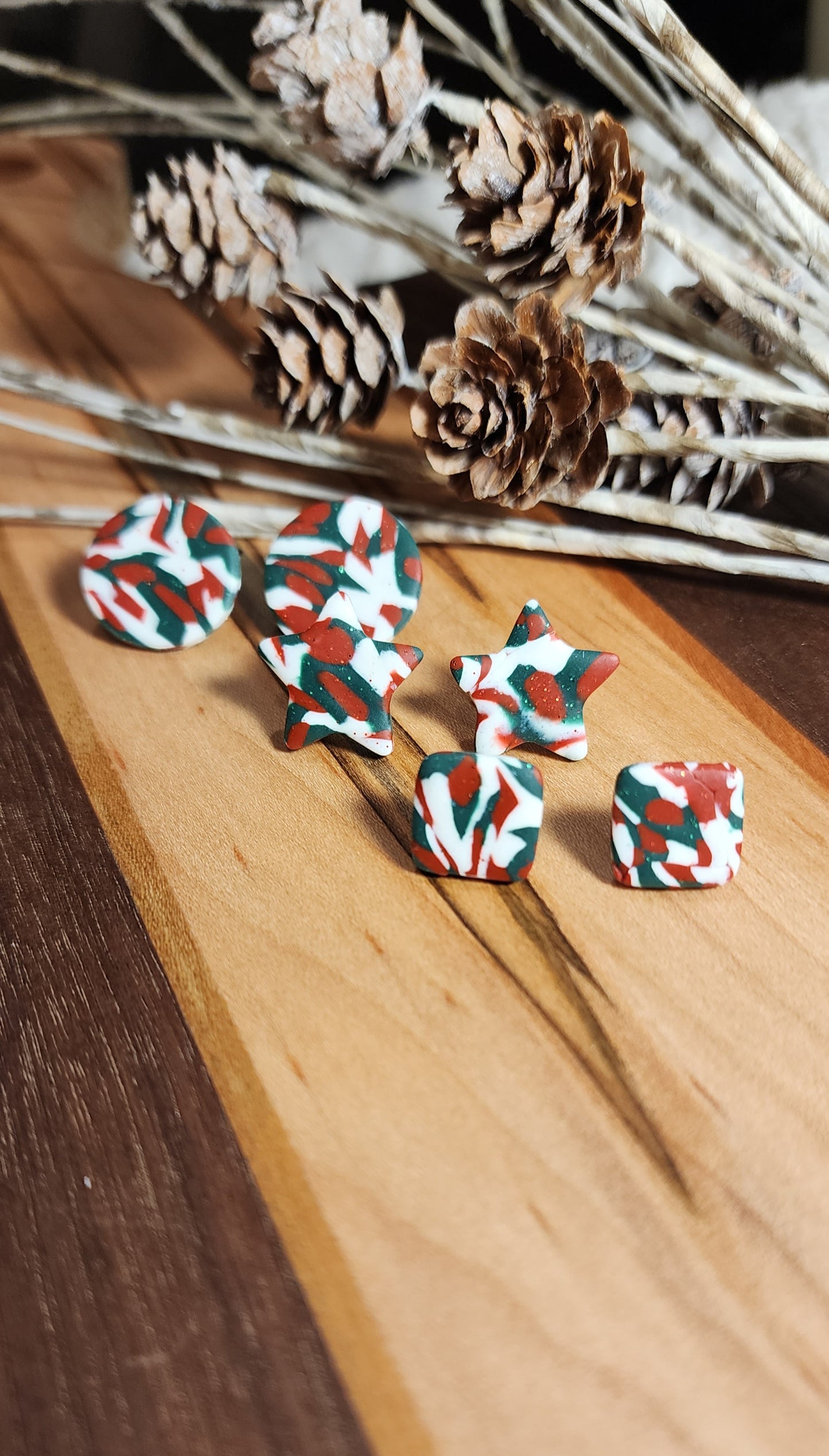 Christmas Camo Star Studs