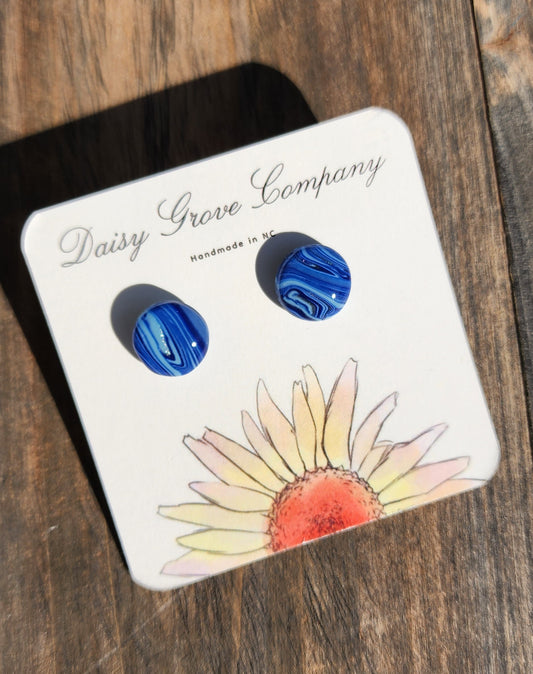 Blue Swirl Stud Earrings