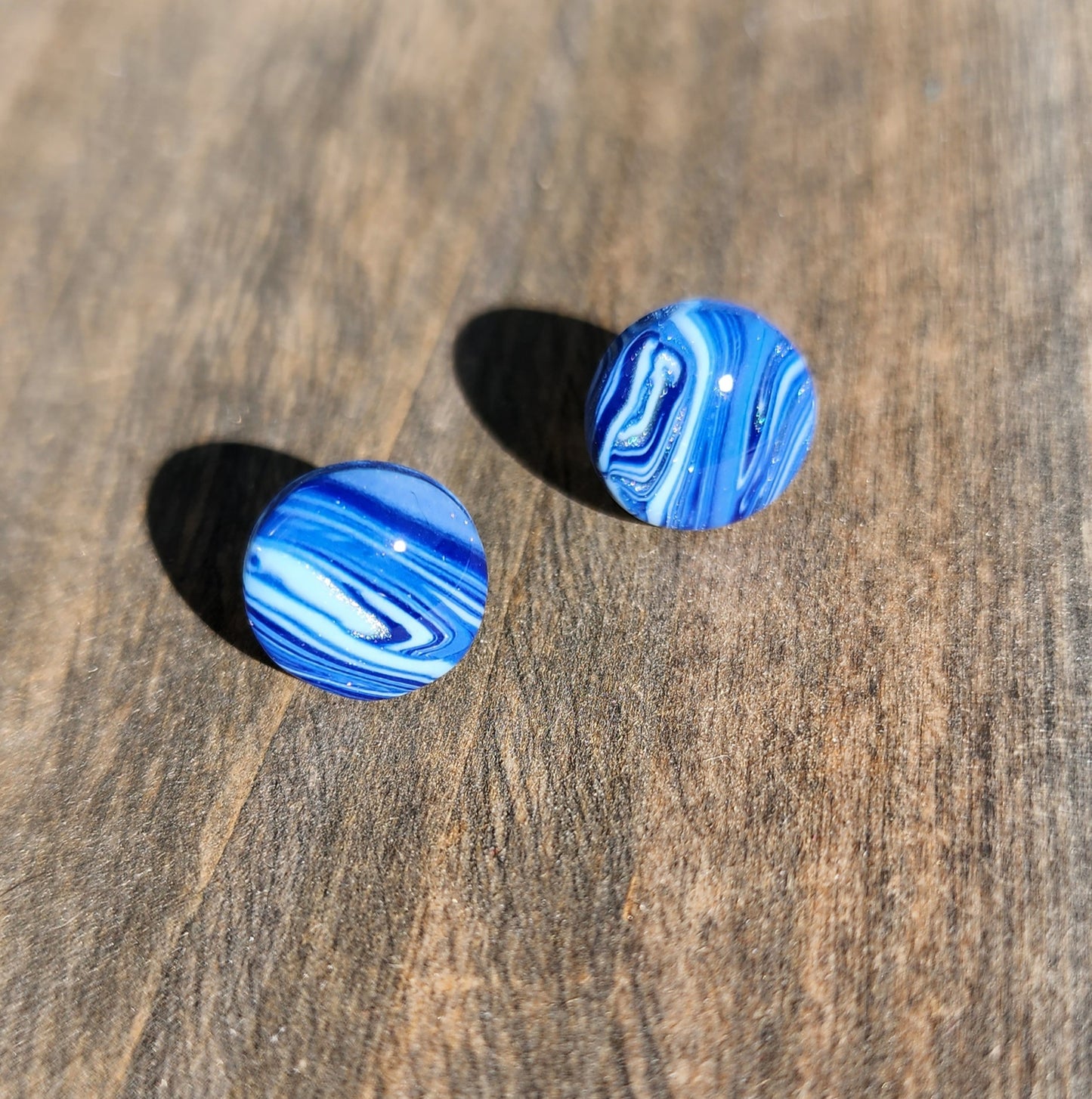 Blue Swirl Stud Earrings