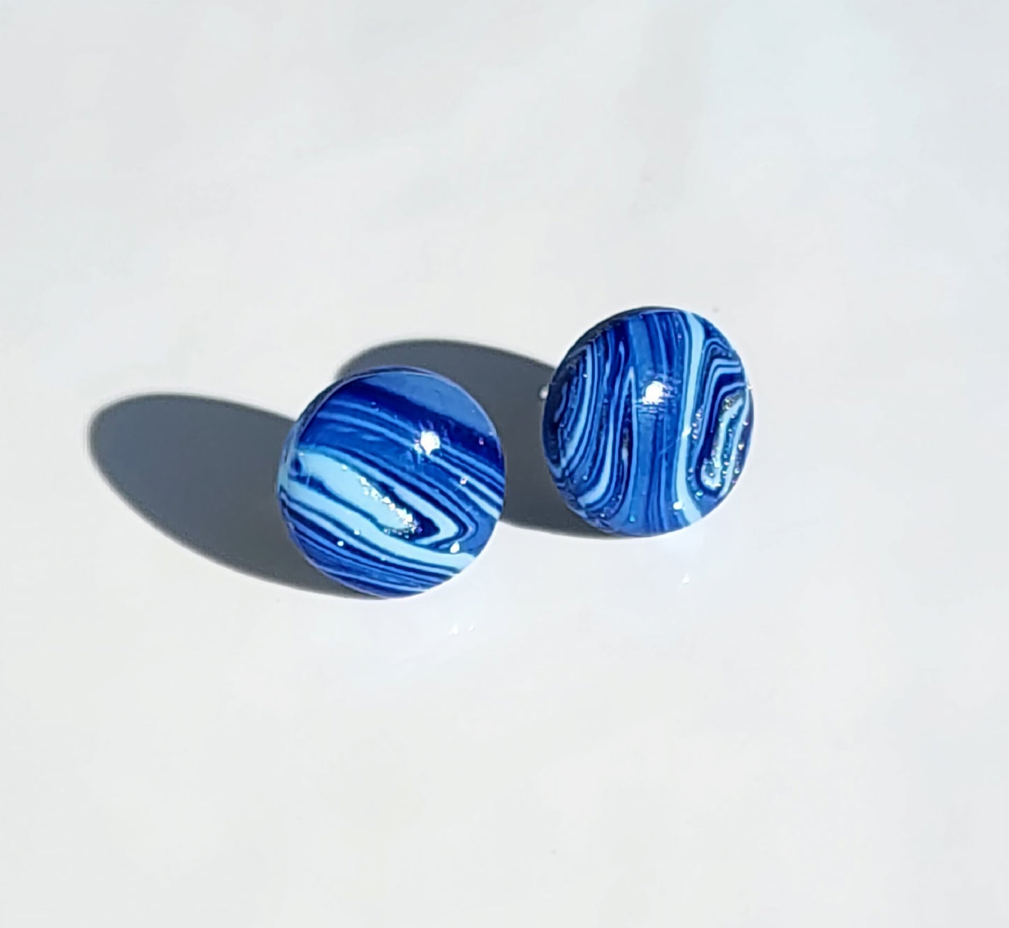 Blue Swirl Stud Earrings