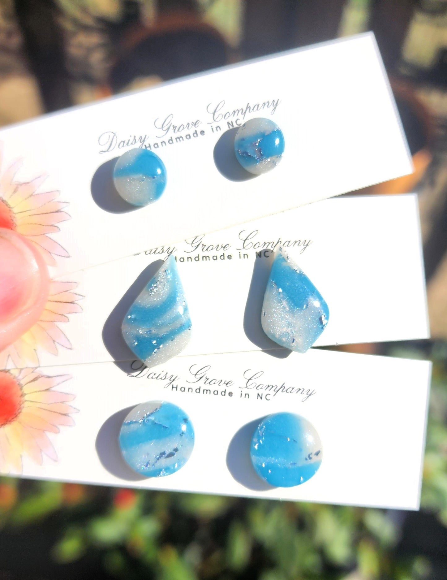 Ocean Stone Tear Drop Studs