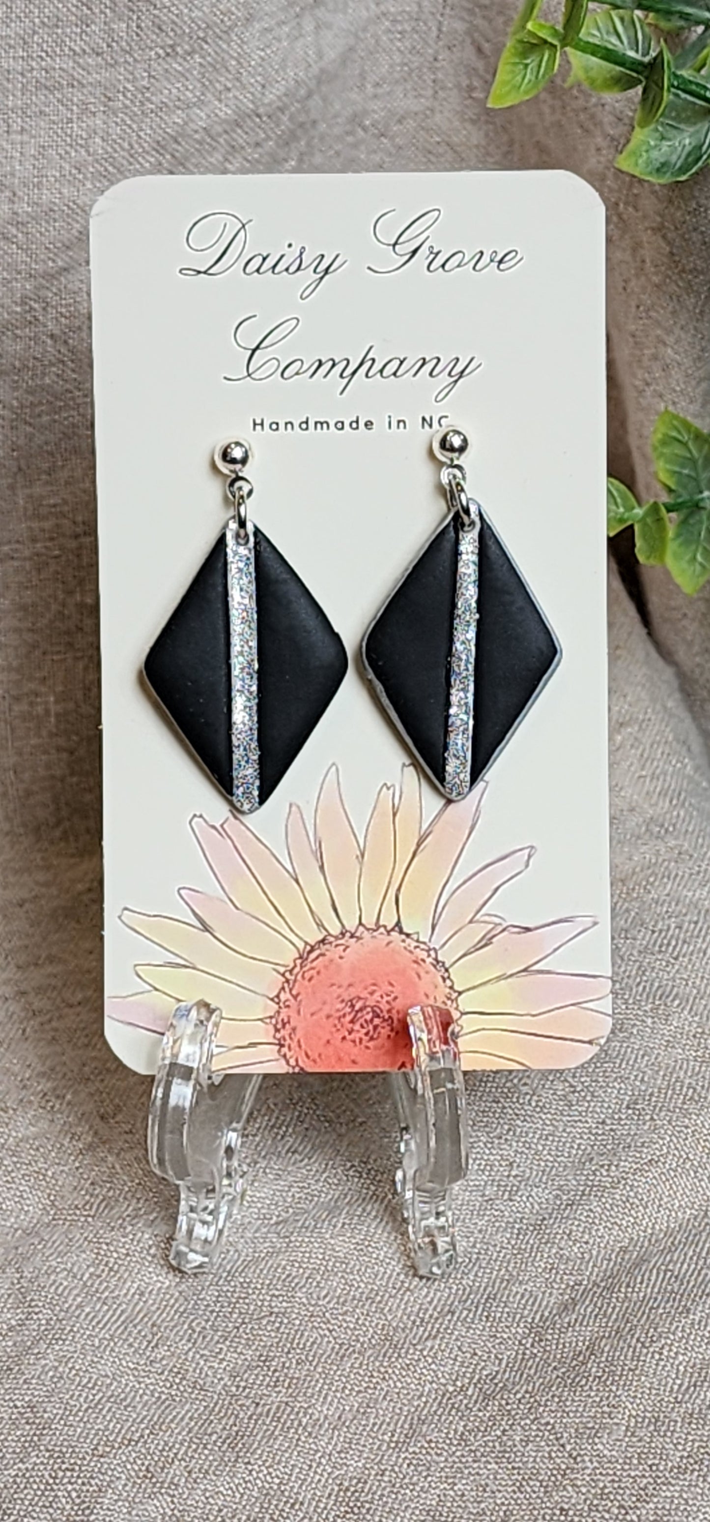 Diamond Shimmer Dangles - Black