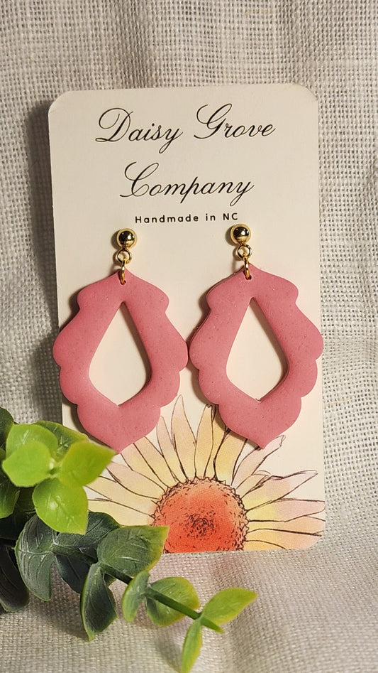 Pink Scalloped Dangles