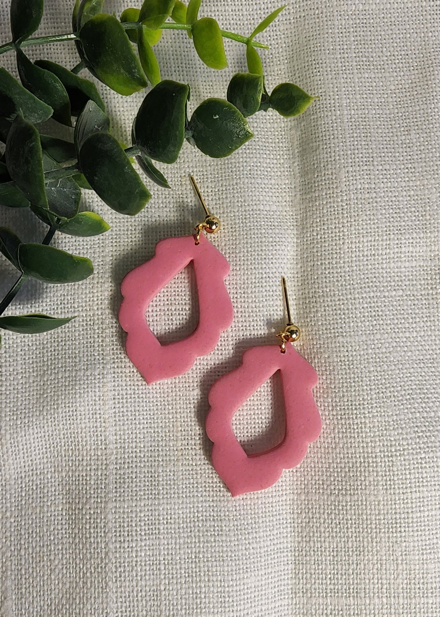 Pink Scalloped Dangles