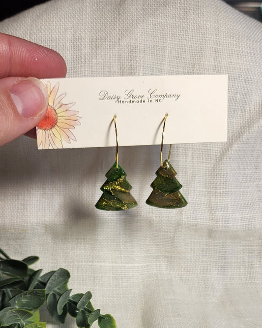 Mossy Stone Christmas Tree Hoops