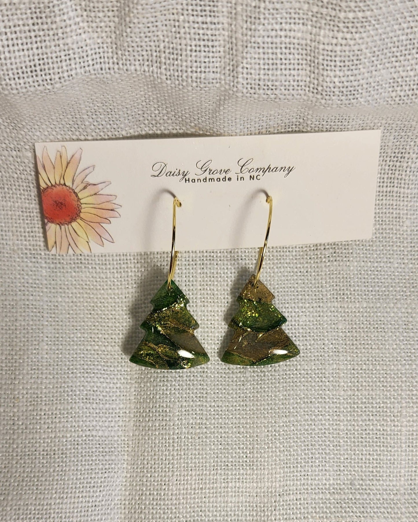 Mossy Stone Christmas Tree Hoops