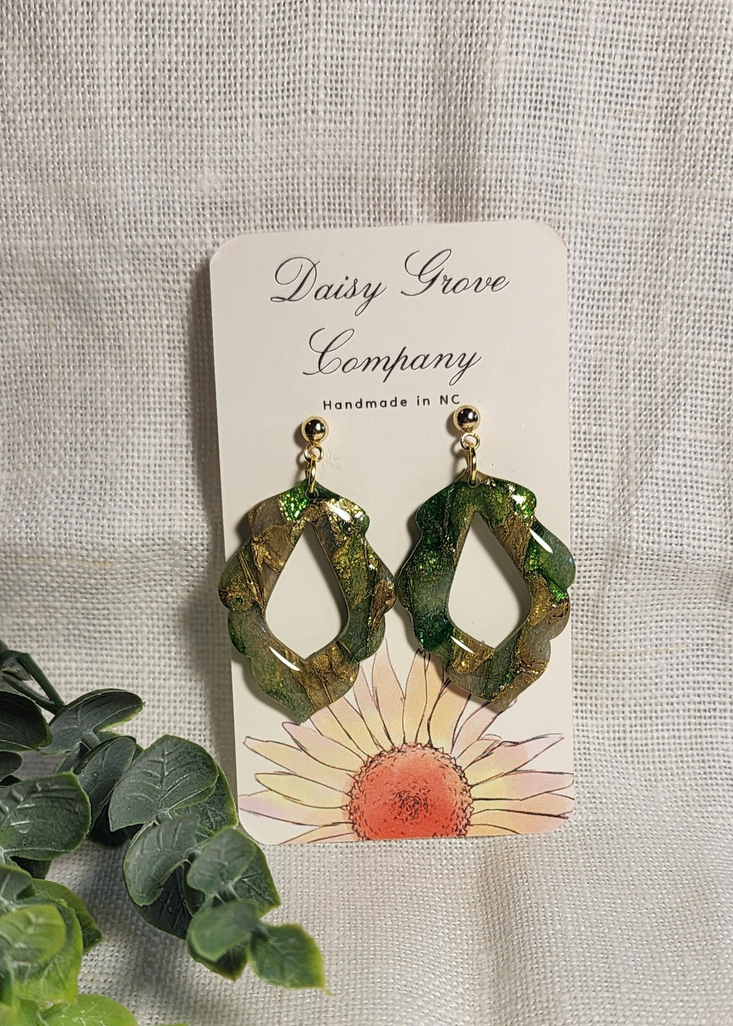 Mossy Stone Scalloped Dangles