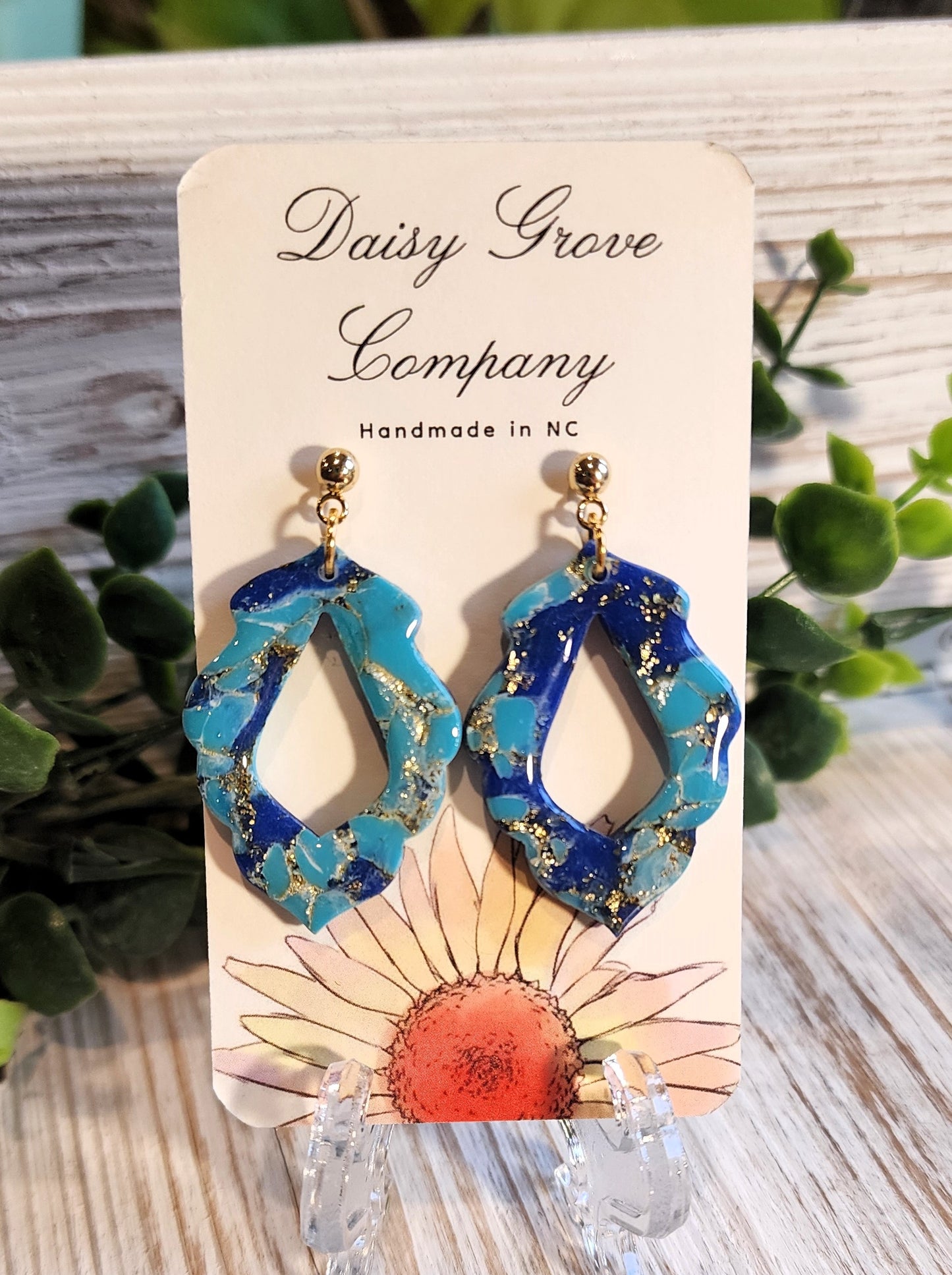 Blue Stone Scalloped Dangles