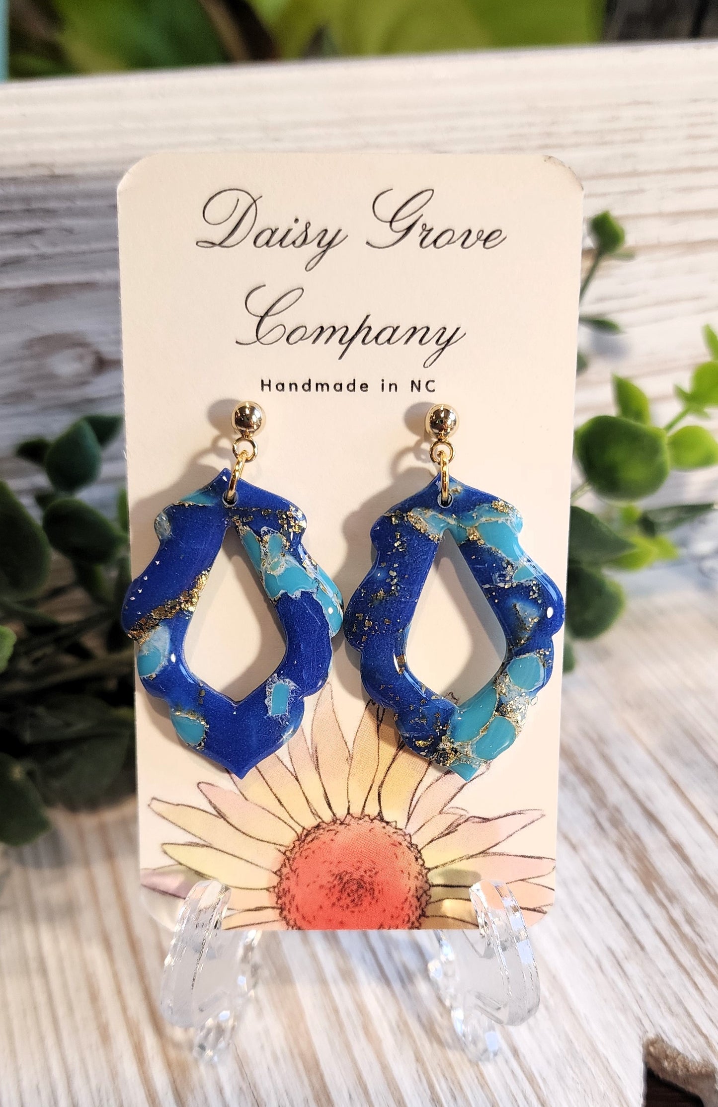 Blue Stone Scalloped Dangles