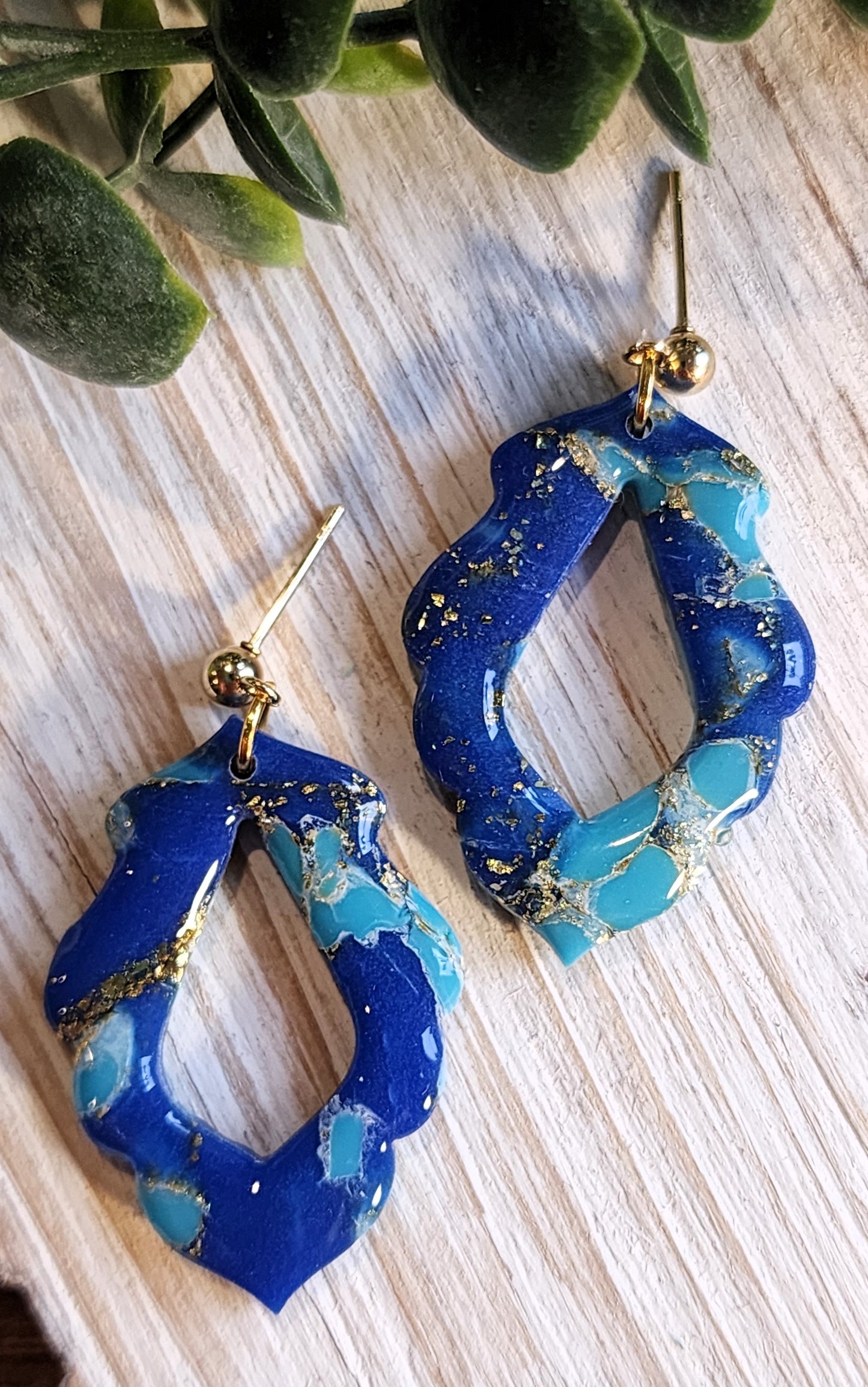 Blue Stone Scalloped Dangles