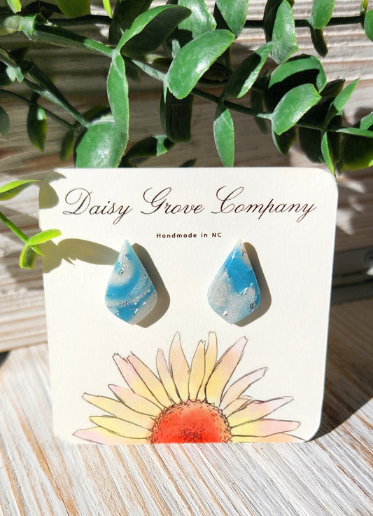 Ocean Stone Tear Drop Studs