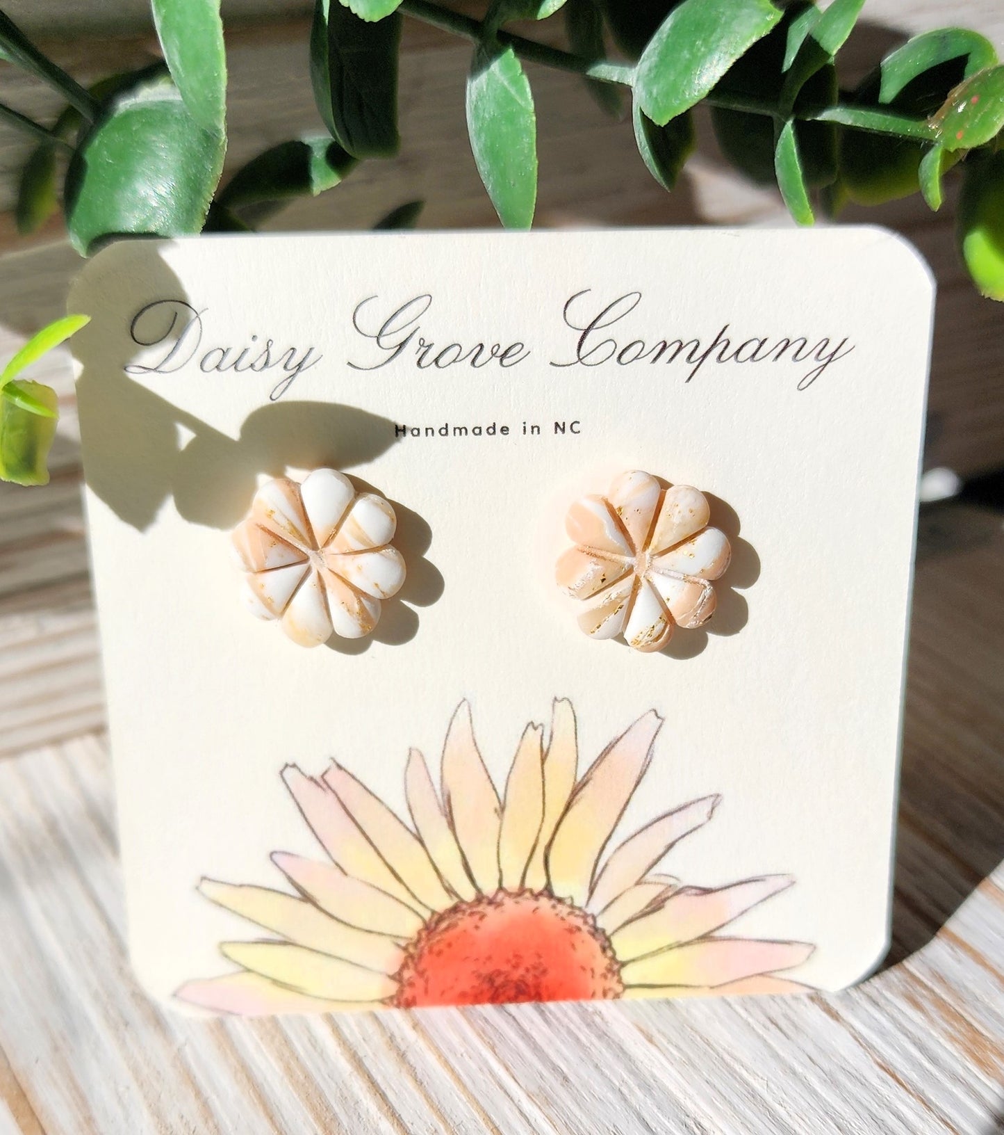 Rose Quartz Flower Studs