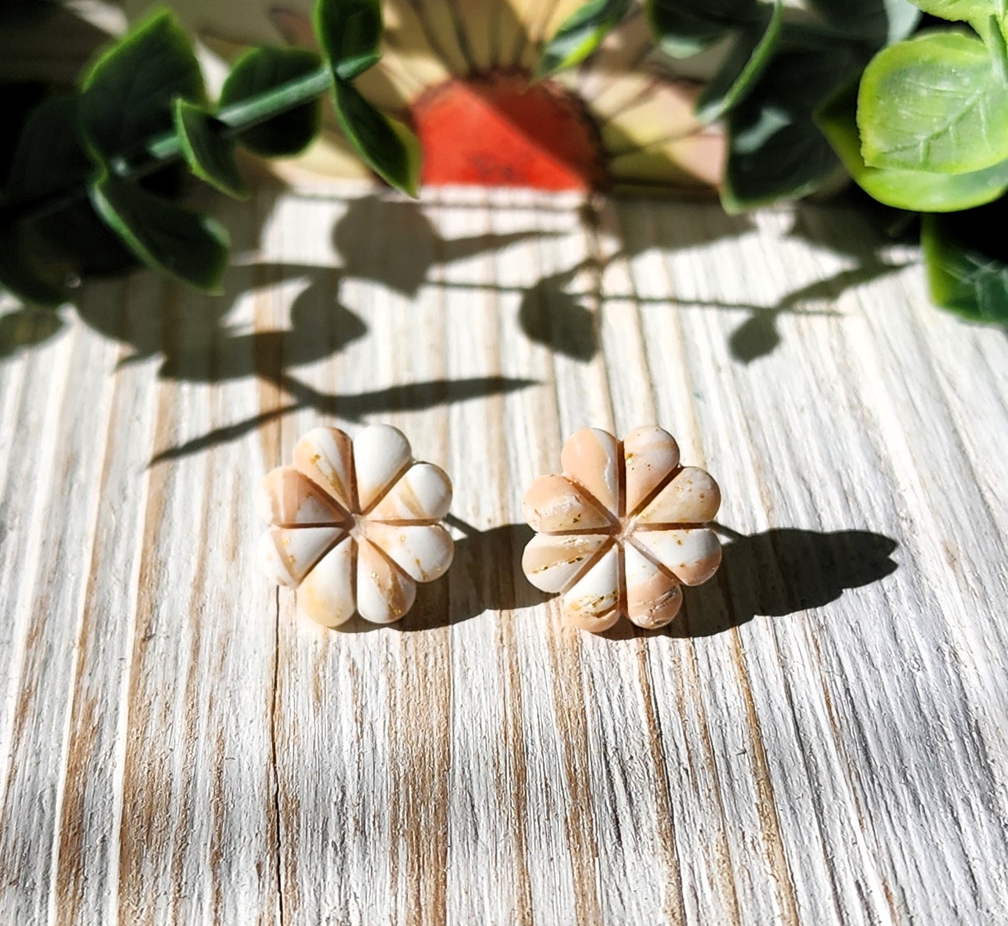 Rose Quartz Flower Studs