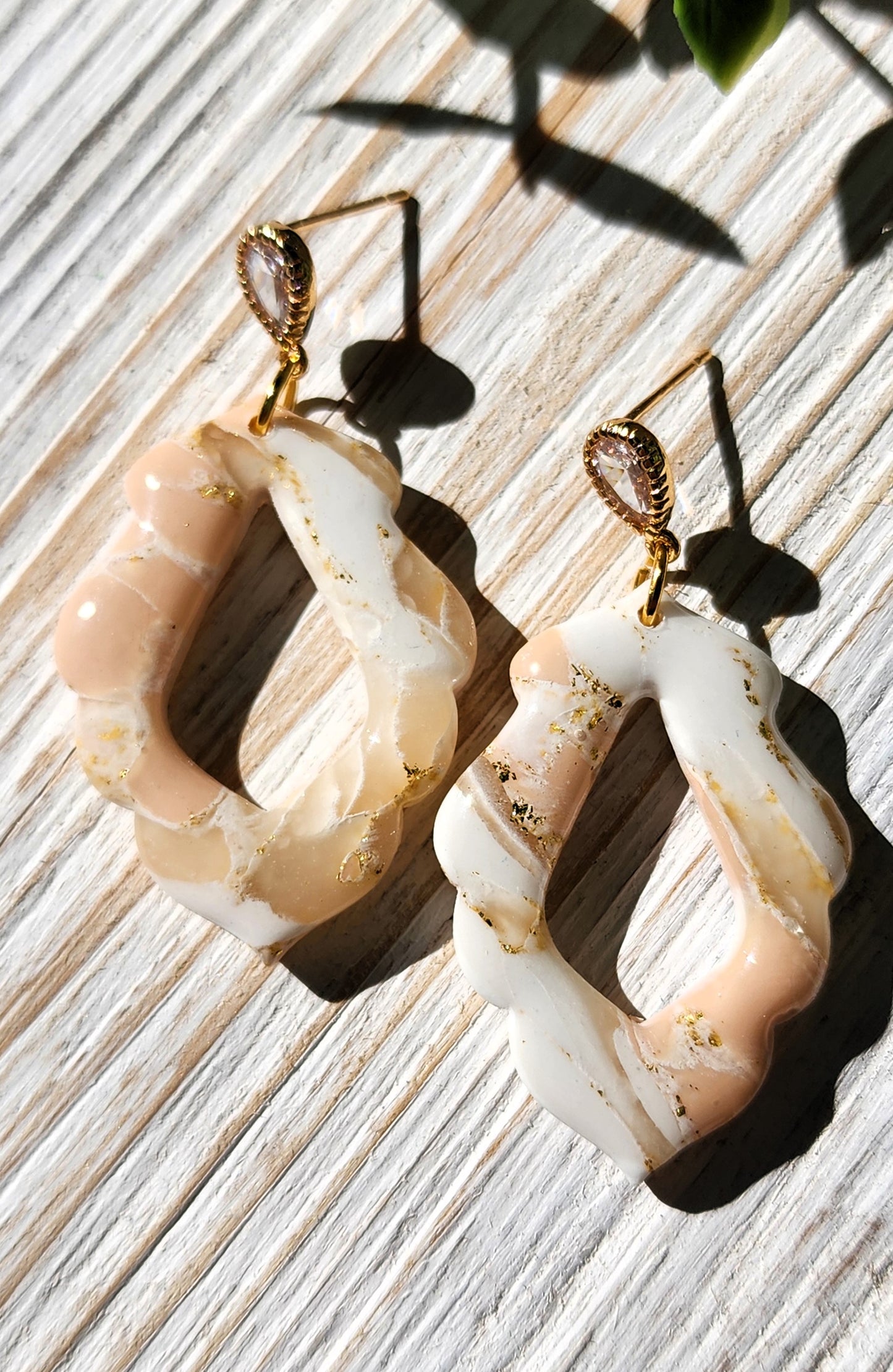 Rose Quartz Scalloped Dangles