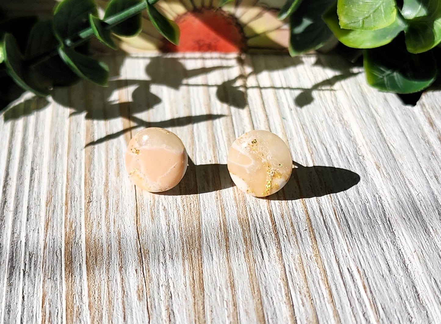 Rose Quartz Circle Studs