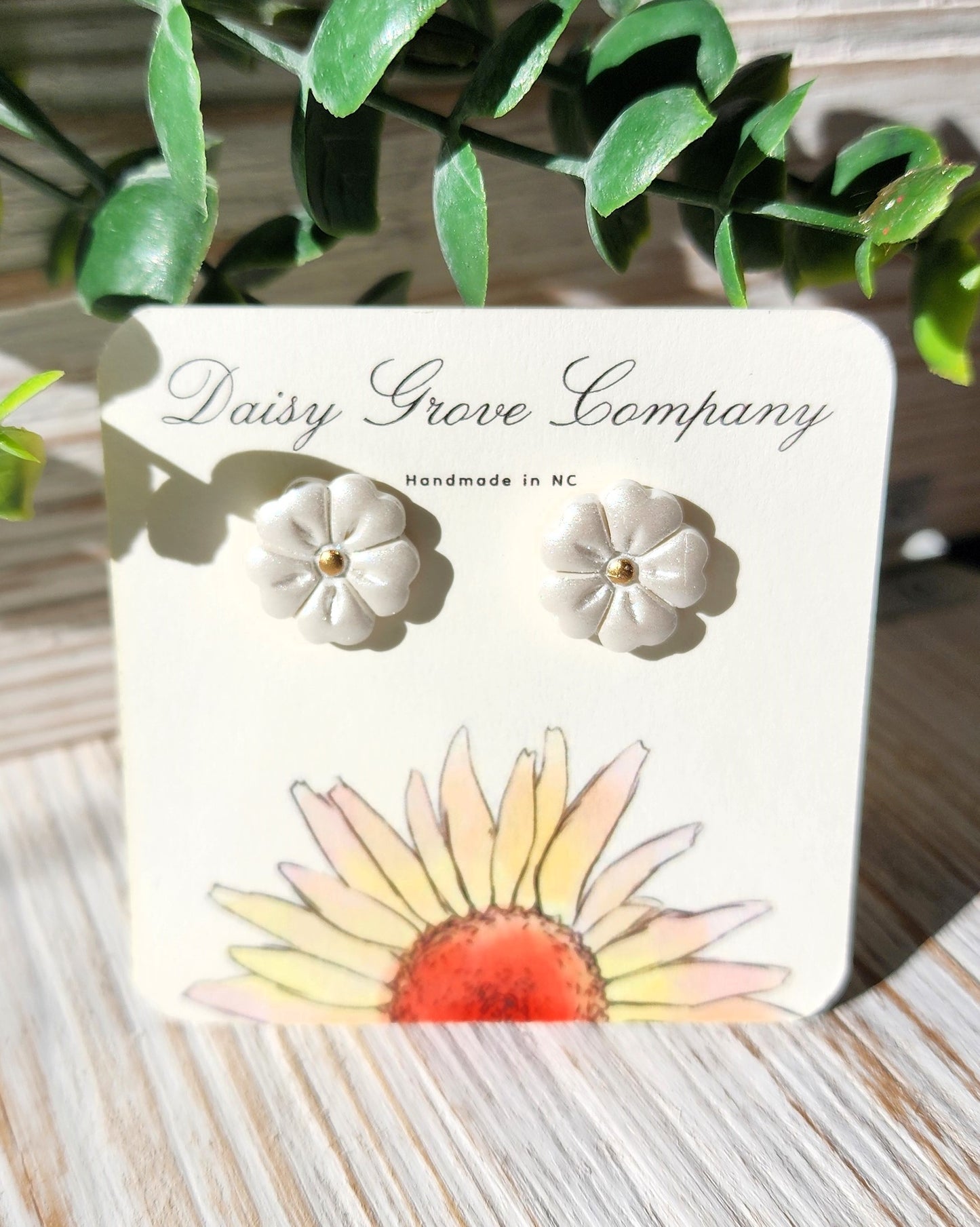 Shimmer White Floral Studs