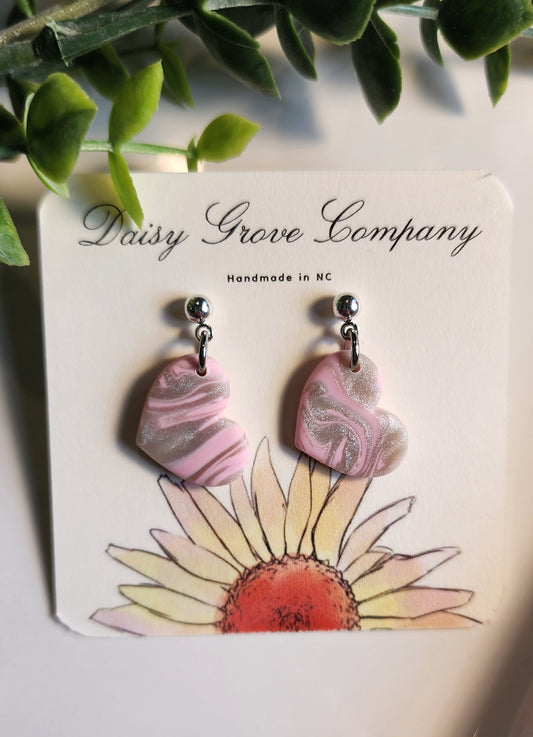 Pink Swirl Heart Dangles