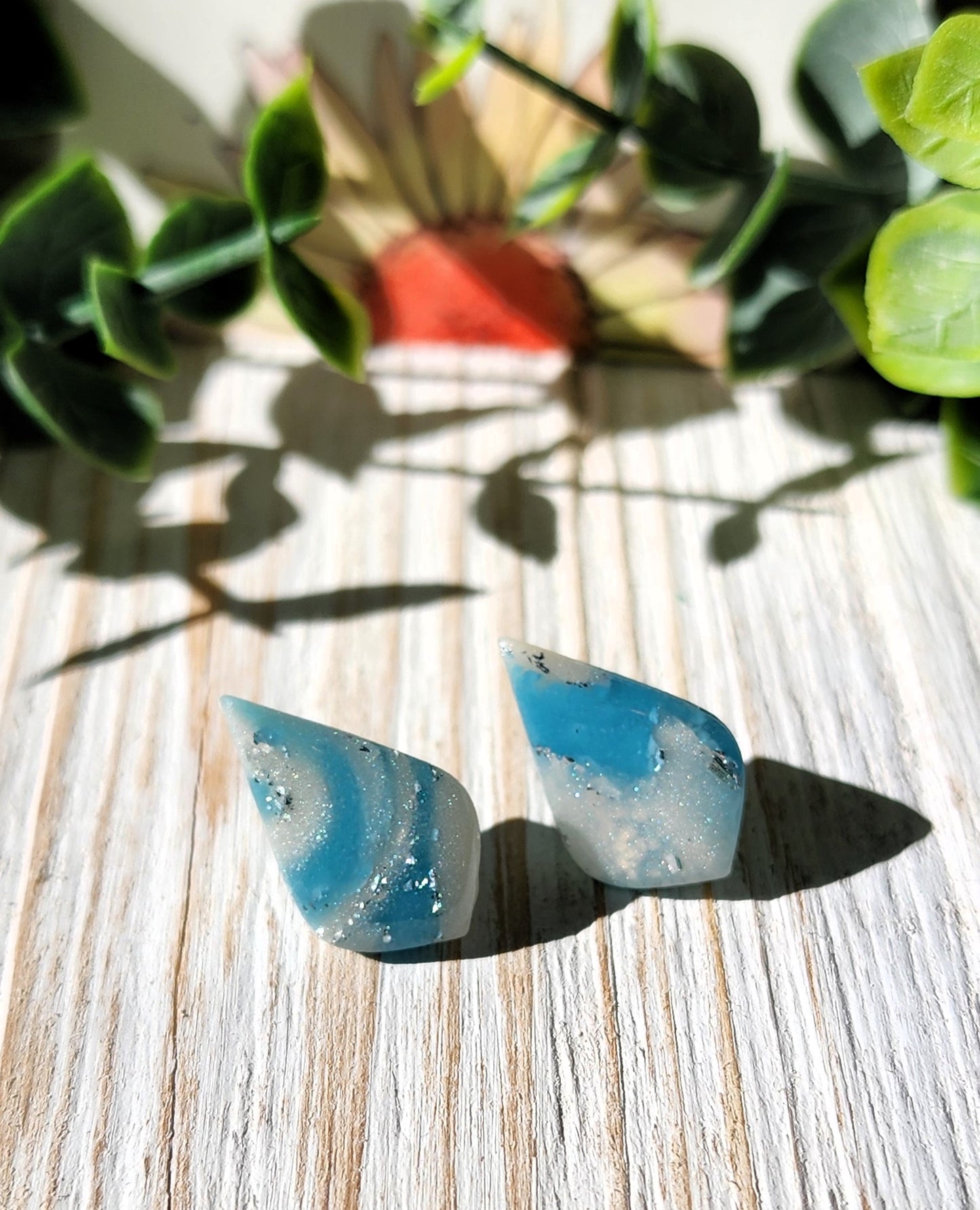 Ocean Stone Tear Drop Studs